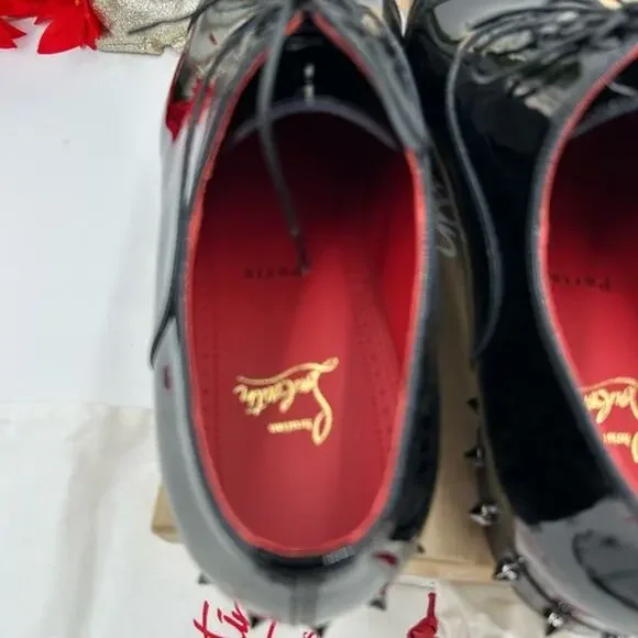 Christian Louboutin men's so greggo Black Patent Leather spike heel Oxford 43.5